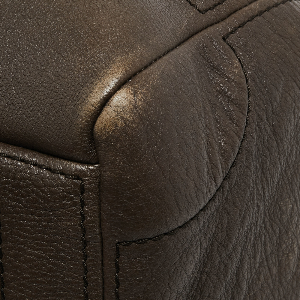 CH CAROLINA HERRERA Dark Grey Monogram Leather Large Boston Bag - Picture 7 of 8